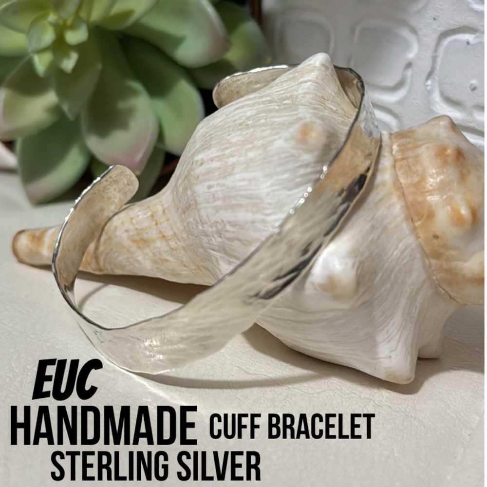 Gorgeous Handmade Sterling Silver Cuff Style Bracelet-Made in Italy-EUC